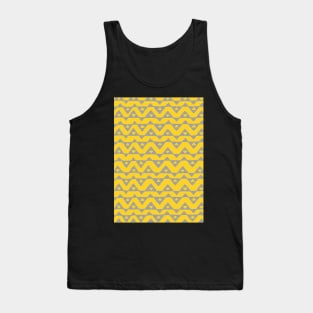 Mustard Yellow Grey Chevron Triangles Pattern Tank Top